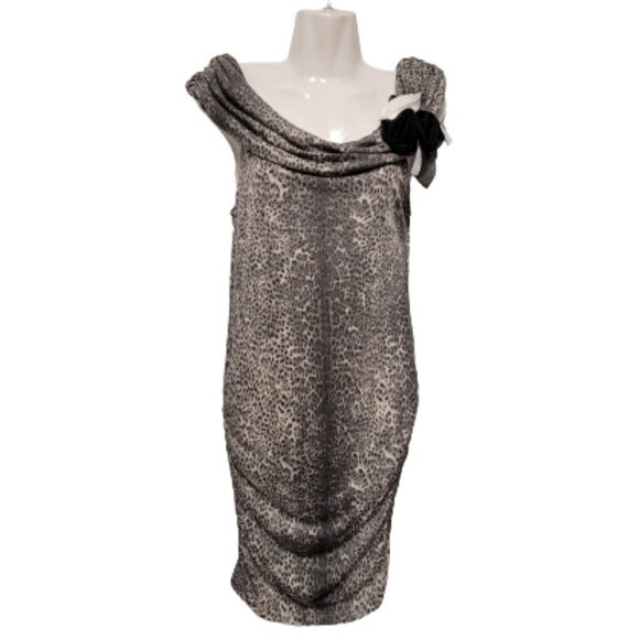 Animal Print Cowl Dress Off-Shoulder Sleeveless Dress -Sizes S /Size M / Size L - Picture 6 of 16